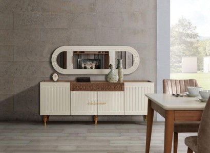 xxl sideboard Anrichte Kommode 201cm mit Spiegel 2tlg. Schrank Kommoden